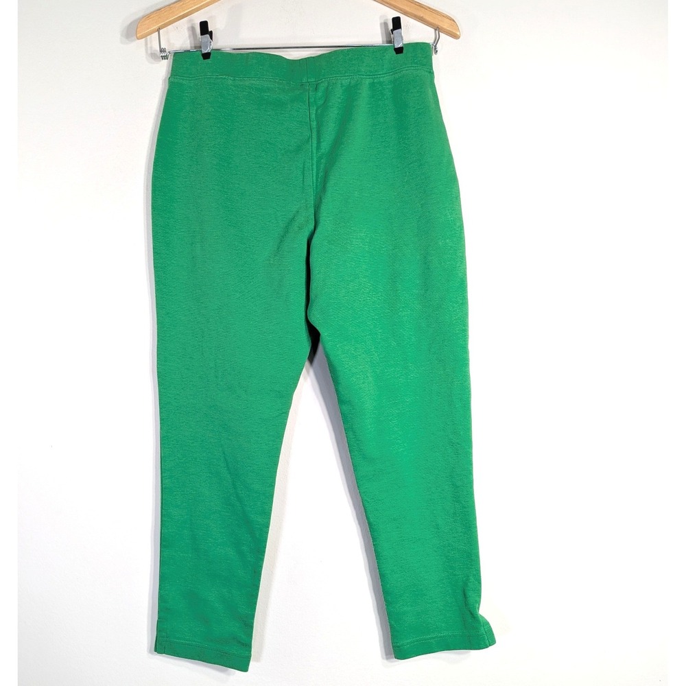 Liz Claiborne Green Pants; Crop Leggings, Elastic Waist, Side Slits